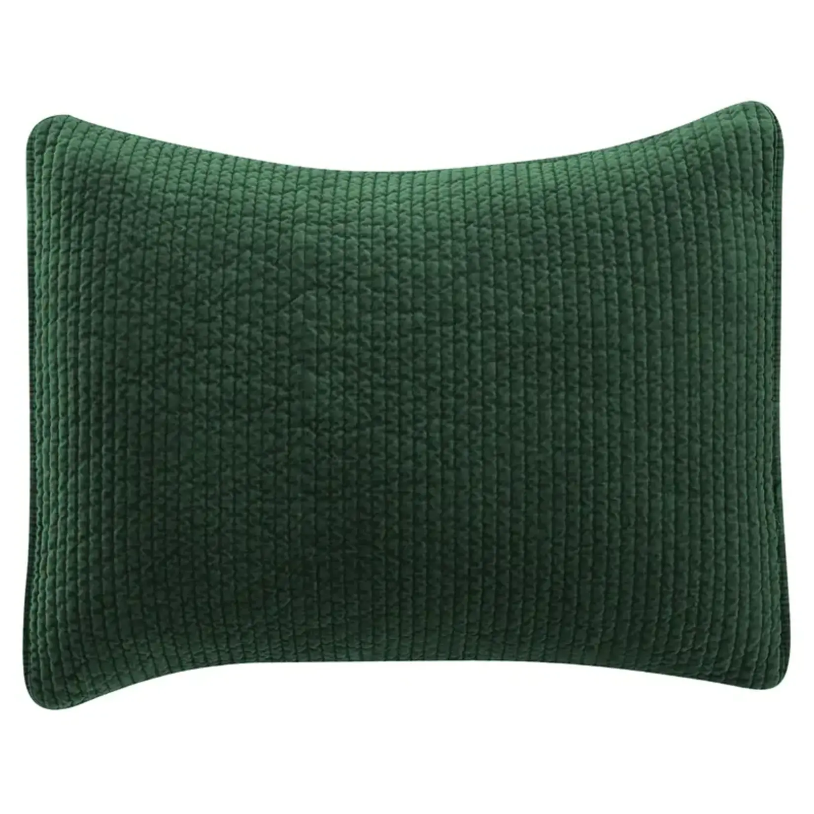 HIEND ACCENTS STANDARD, STONEWASHED EMERALD COTTON QUILTED VELVET SHAM