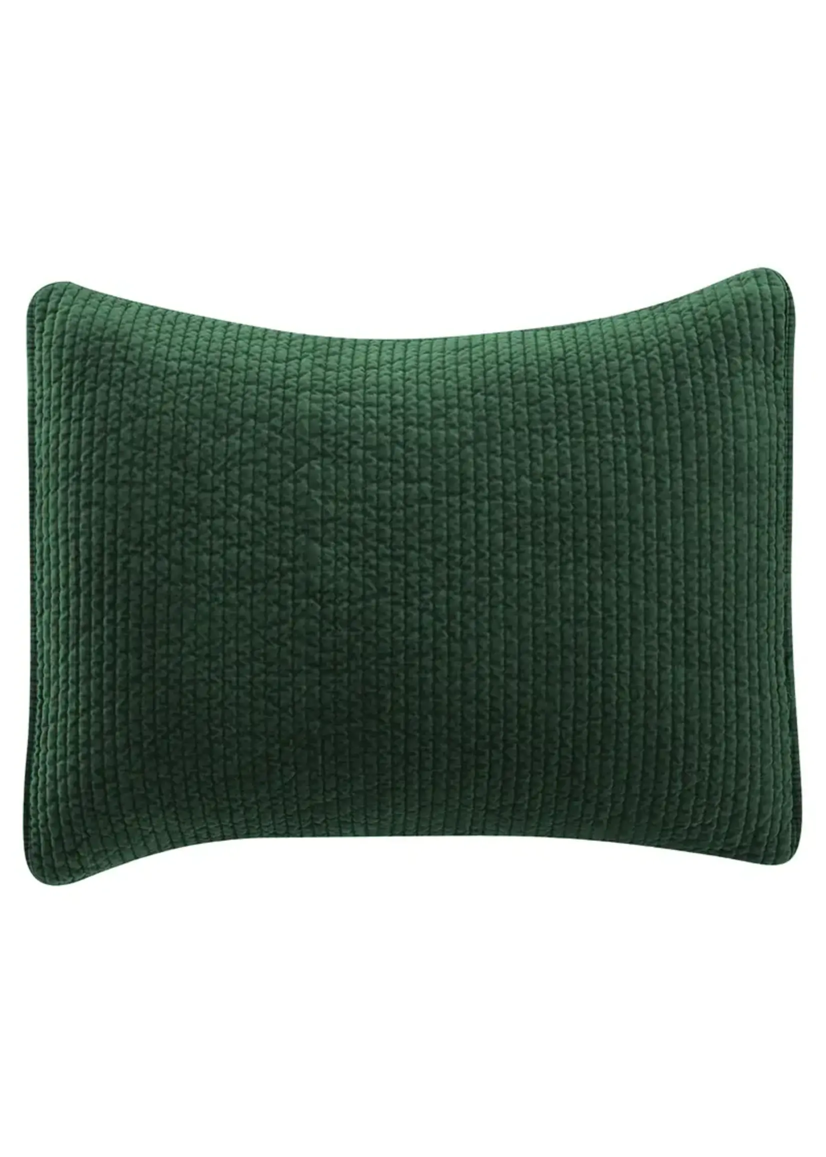 HIEND ACCENTS STANDARD, STONEWASHED EMERALD COTTON QUILTED VELVET SHAM