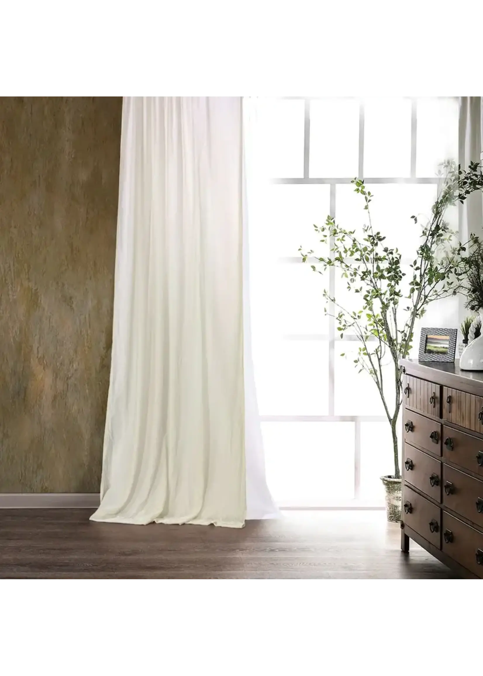 HIEND ACCENTS STELLA STONE LINED SILK VELVET CURTAIN, 48X108