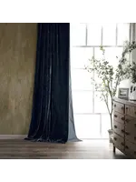 HIEND ACCENTS STELLA MIDNIGHT BLUE LINED SILK VELVET CURTAIN, 48X108
