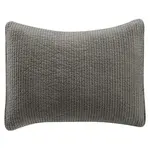 HIEND ACCENTS STANDARD, STONEWASHED GRAY COTTON QUILTED VELVET SHAM