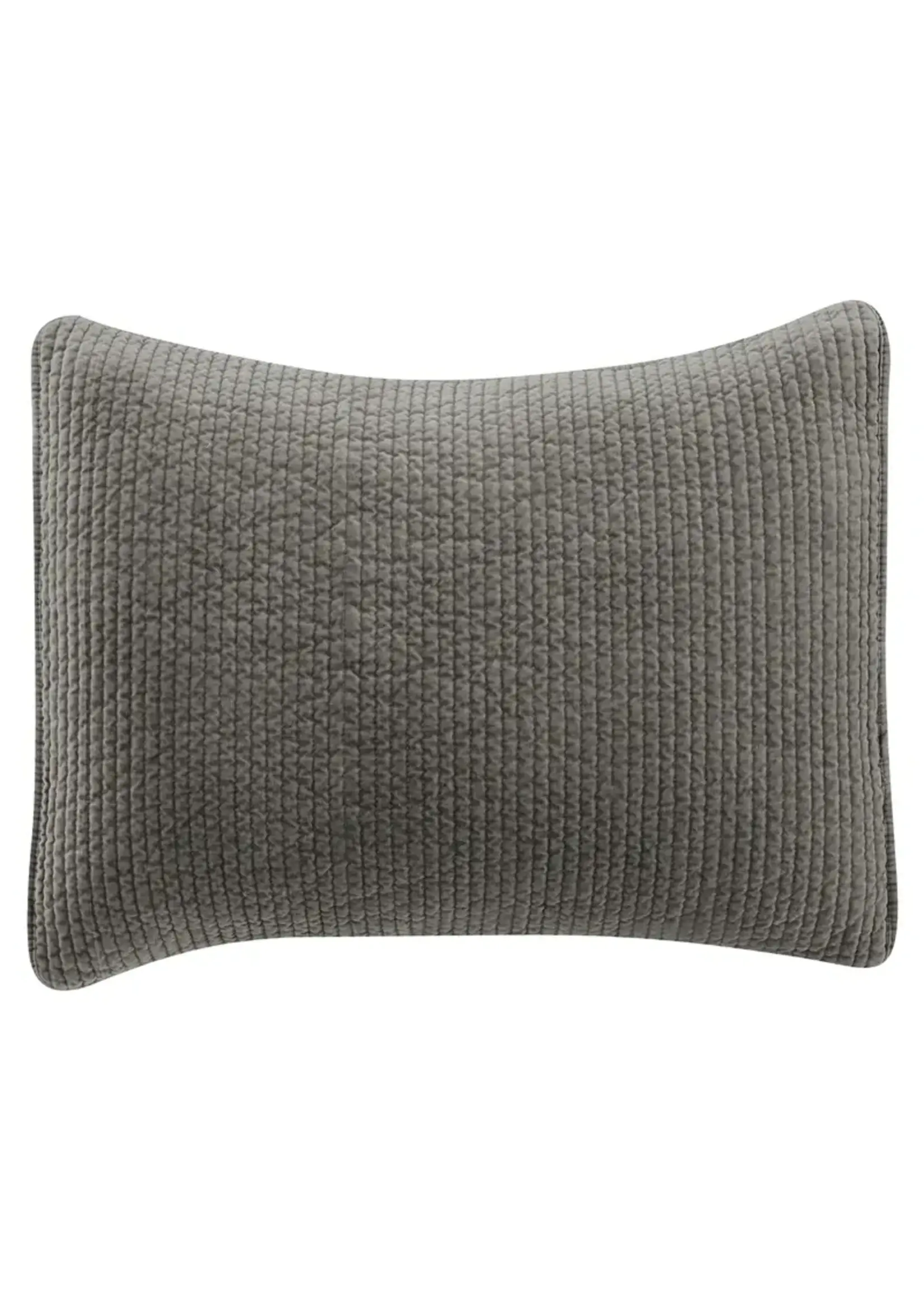 HIEND ACCENTS STANDARD, STONEWASHED GRAY COTTON QUILTED VELVET SHAM
