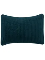 HIEND ACCENTS STANDARD, STONEWASHED DEEP BLUE COTTON QUILTED VELVET SHAM