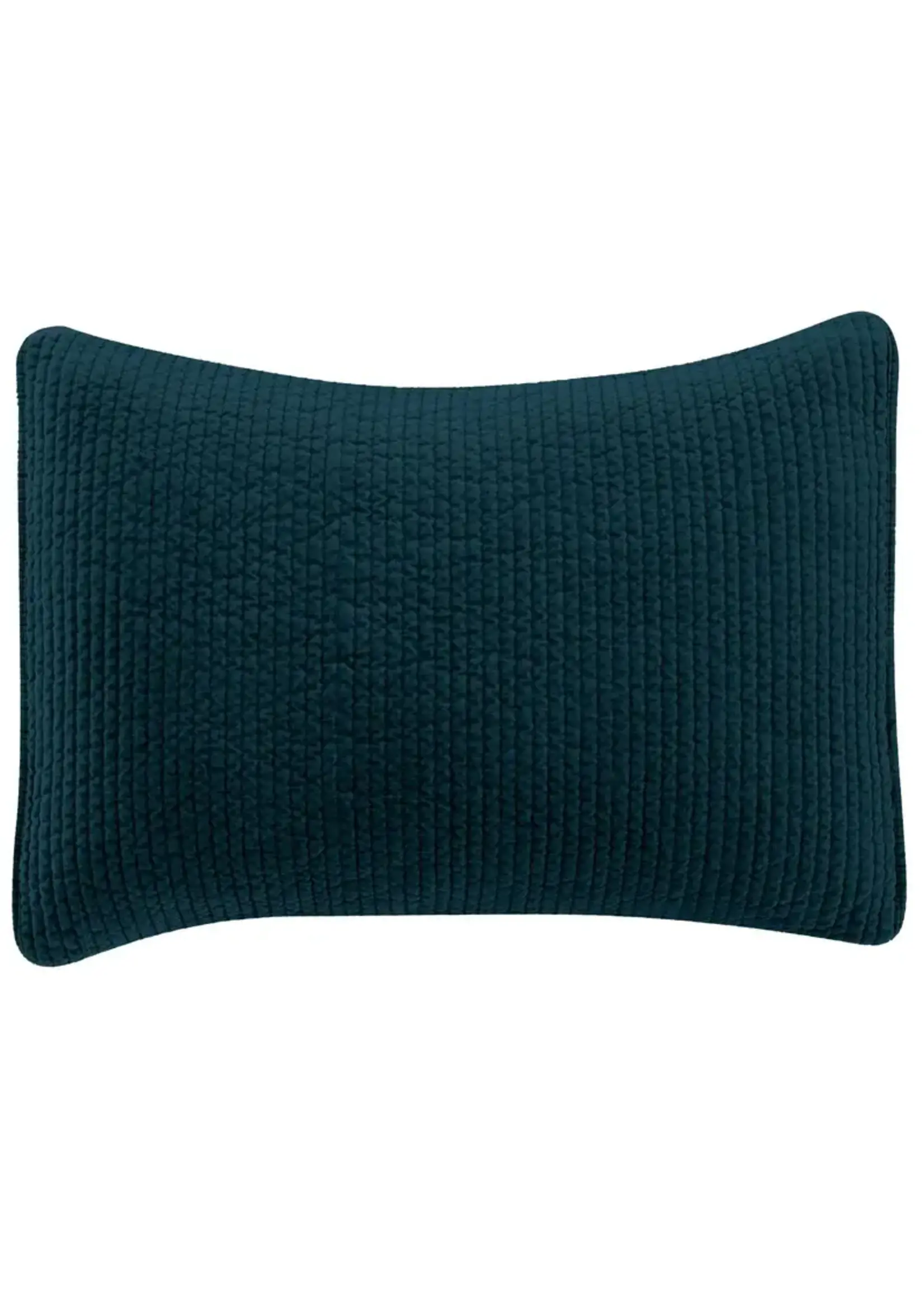 HIEND ACCENTS STANDARD, STONEWASHED DEEP BLUE COTTON QUILTED VELVET SHAM