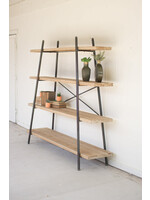 FOUR TIERED WOOD & METAL DISPLAY SHELF