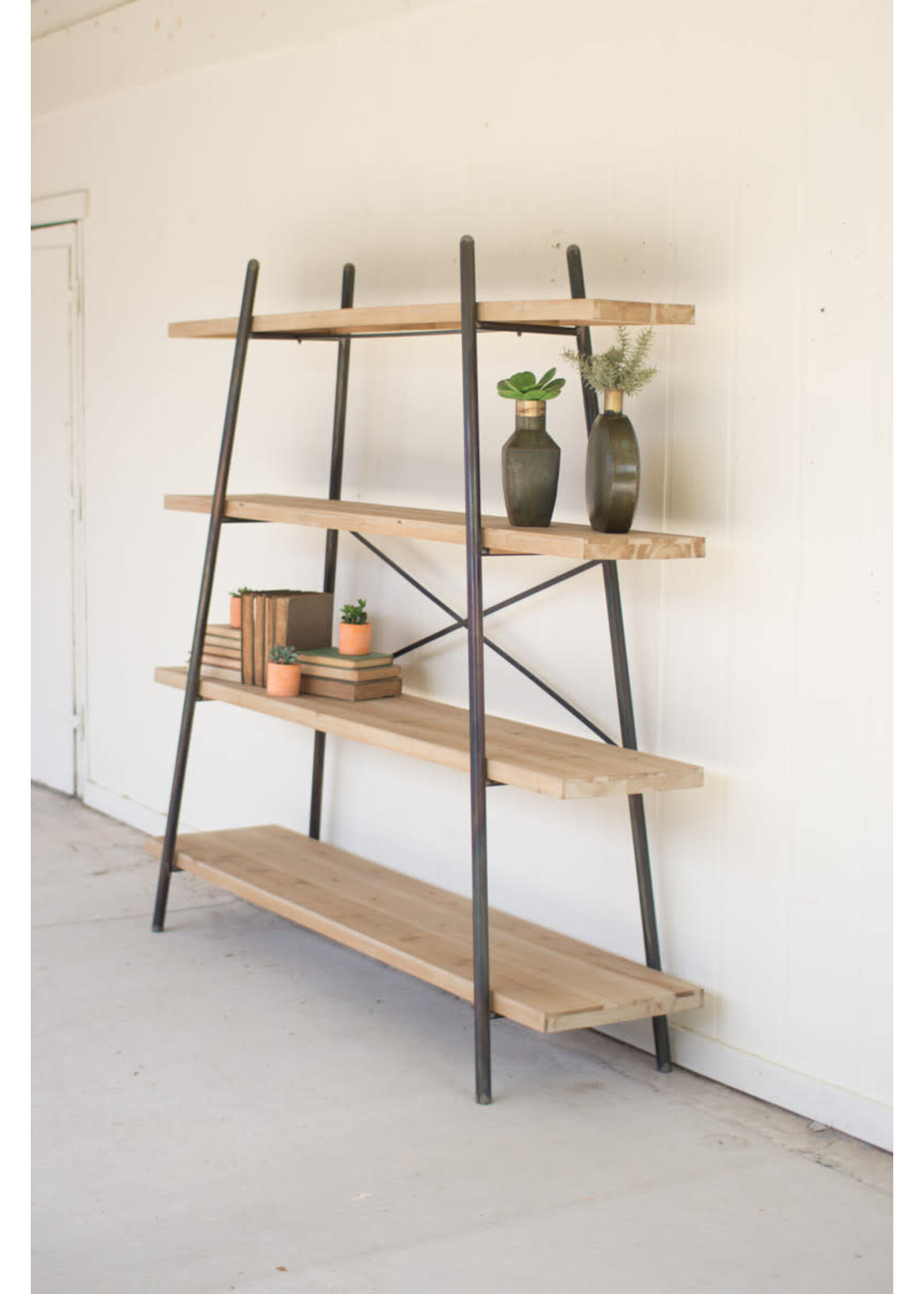 Kalalou FOUR TIERED WOOD & METAL DISPLAY SHELF