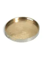 ZODAX ROUND ANTIQUE GOLD/SILVER SERVING TRAY