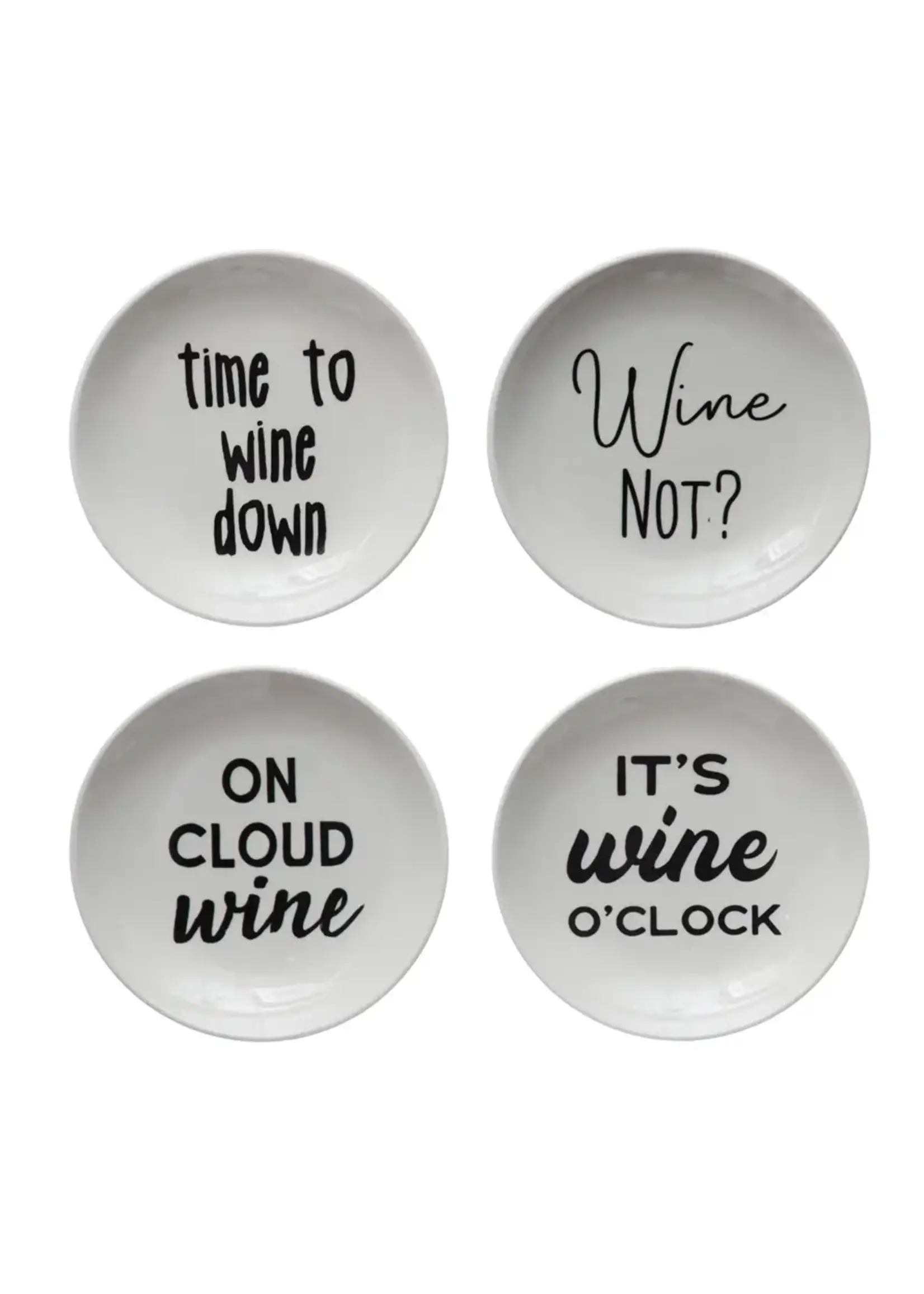 CREATIVE COOP SET OF 4 WINE APPETIZER PLATES