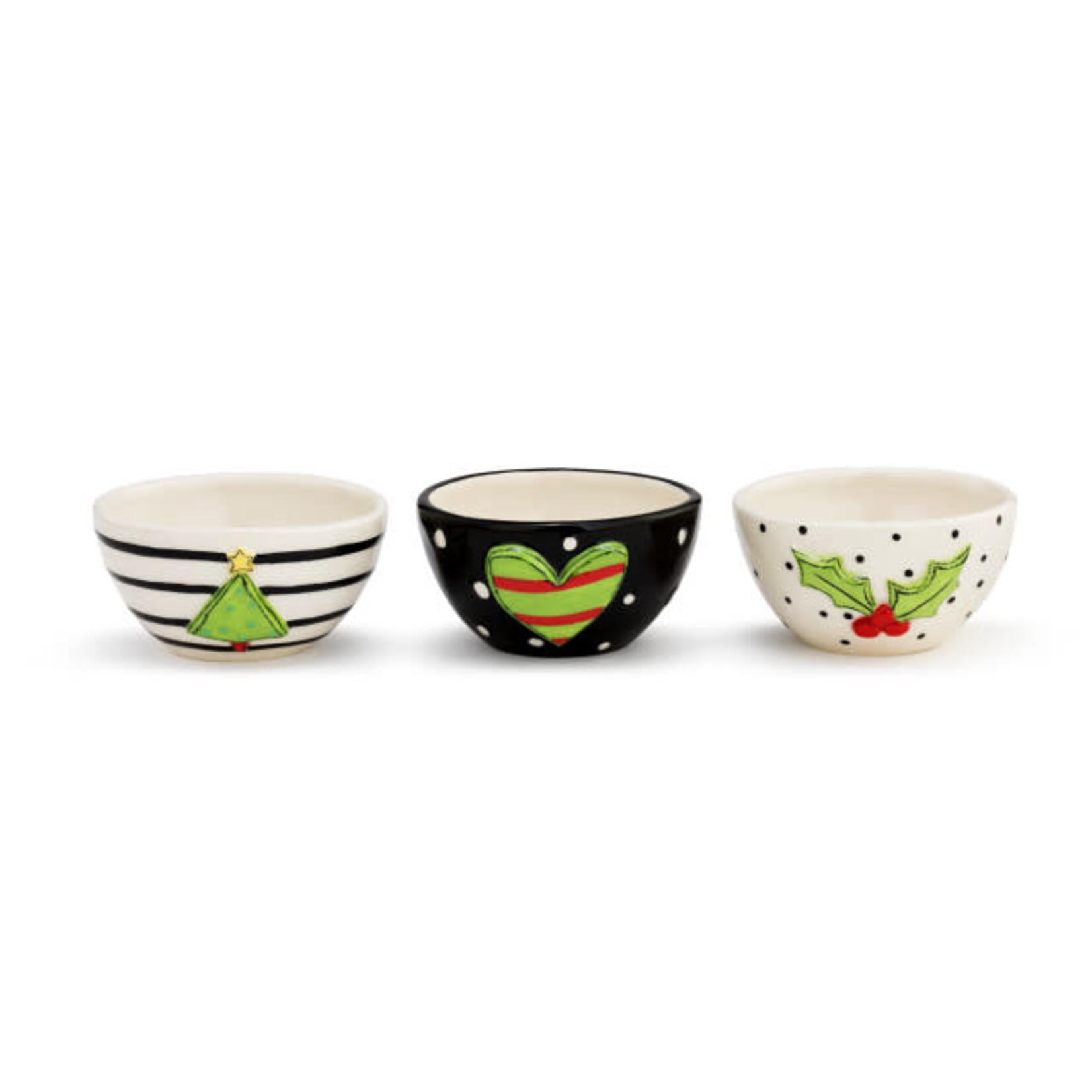 DEMDACO CHRISTMAS PATTERN DIP BOWLS - 3A