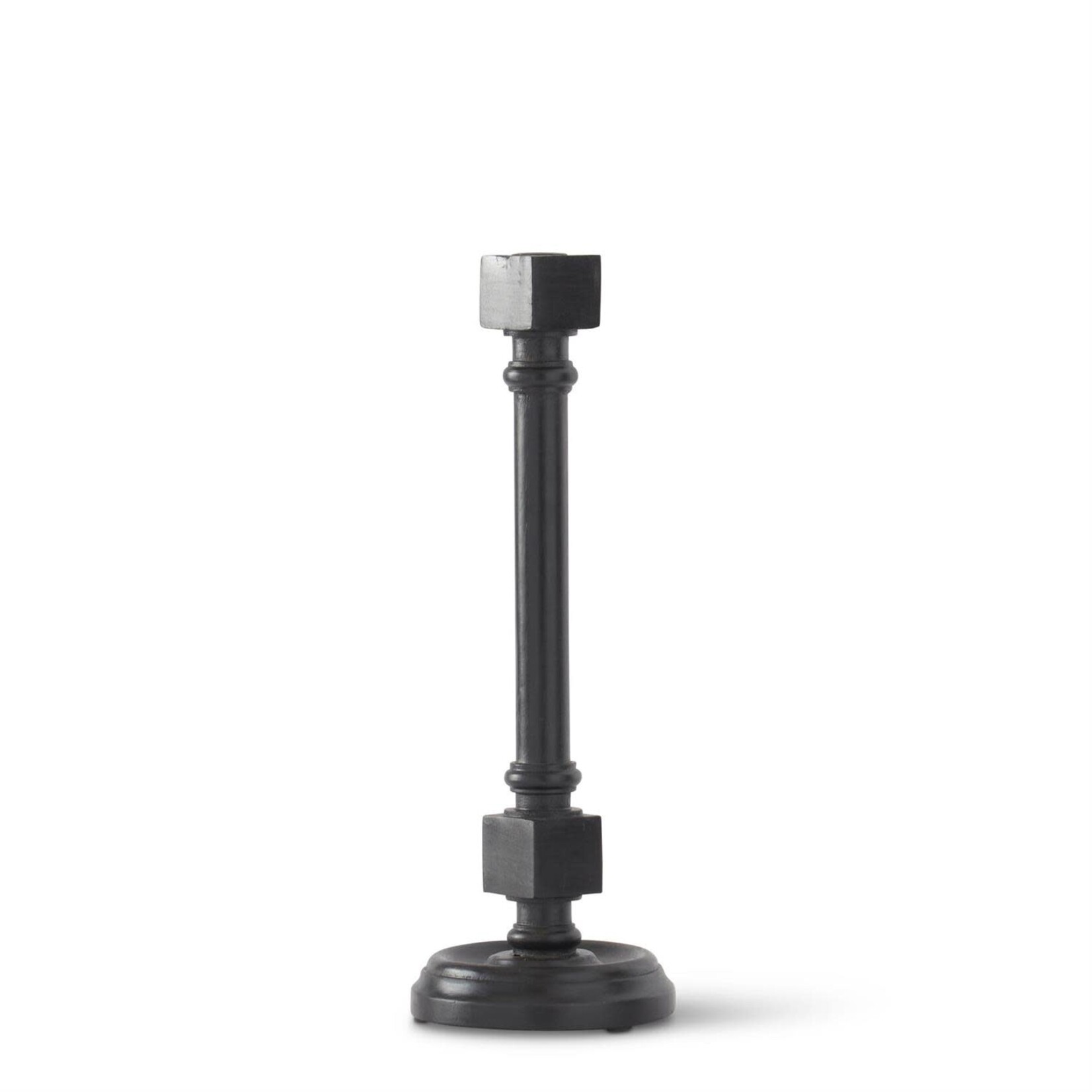 K & K BLACK WOOD TAPER CANDLEHOLDERS, Medium