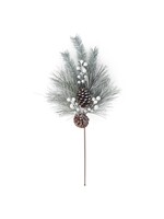 K & K FROSTED LONG NEEDLE PINE BRANCH W LARGE PINECONES