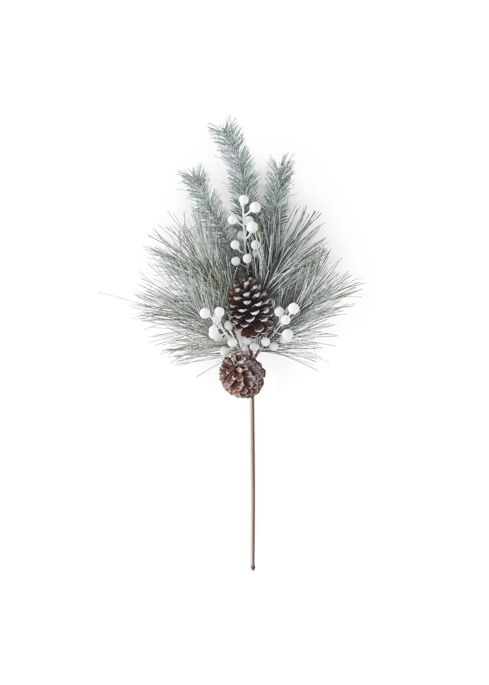 K & K FROSTED LONG NEEDLE PINE BRANCH W LARGE PINECONES