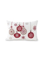 K & K WHITE PILLOW W FELT ORNAMENTS & SNOWFLAKES
