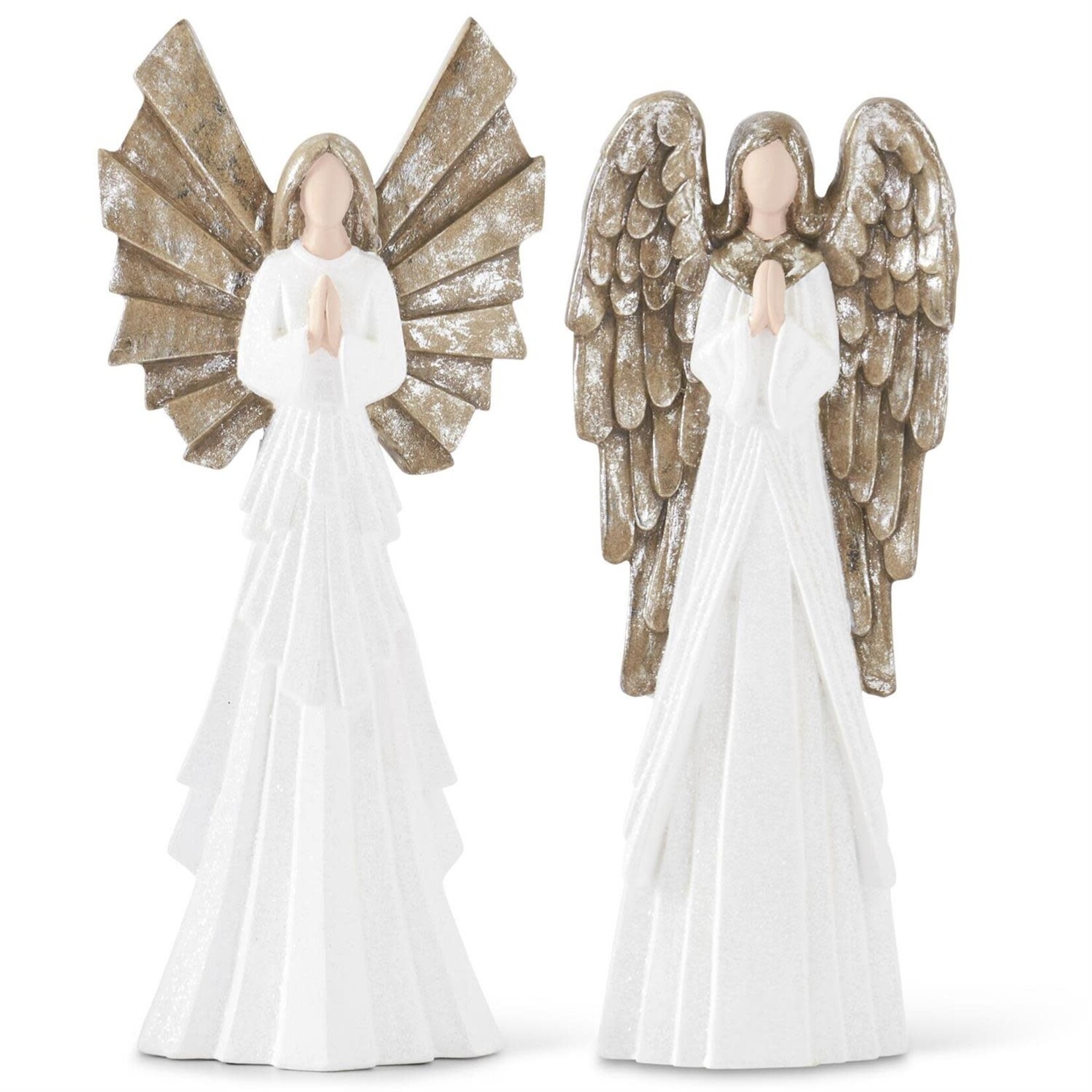 K & K WHITE GLITTERED PRAYING ANGELS