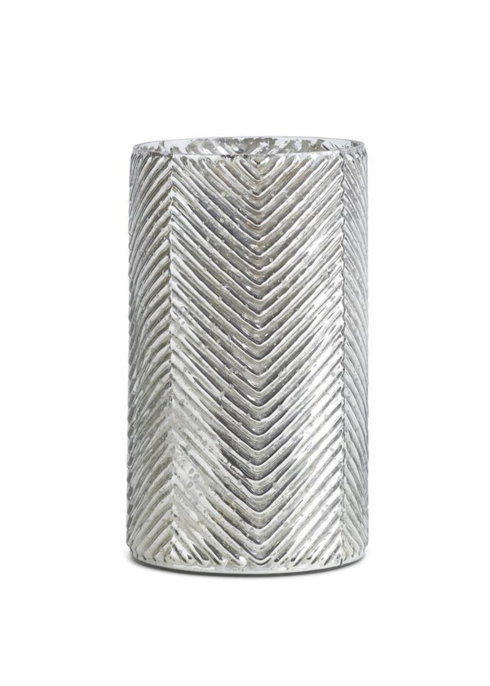 MERCURY 11" GLASS VASE W/ HERRINGBONE PATTERN