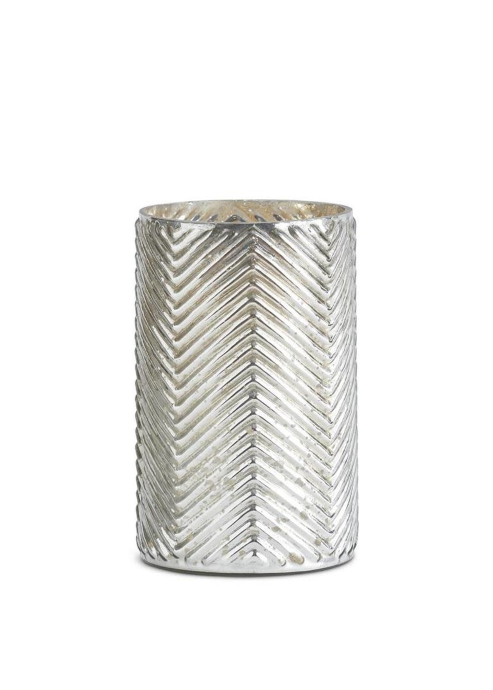 MERCURY 8" GLASS VASE WITH HERRINGBONE PATTERN