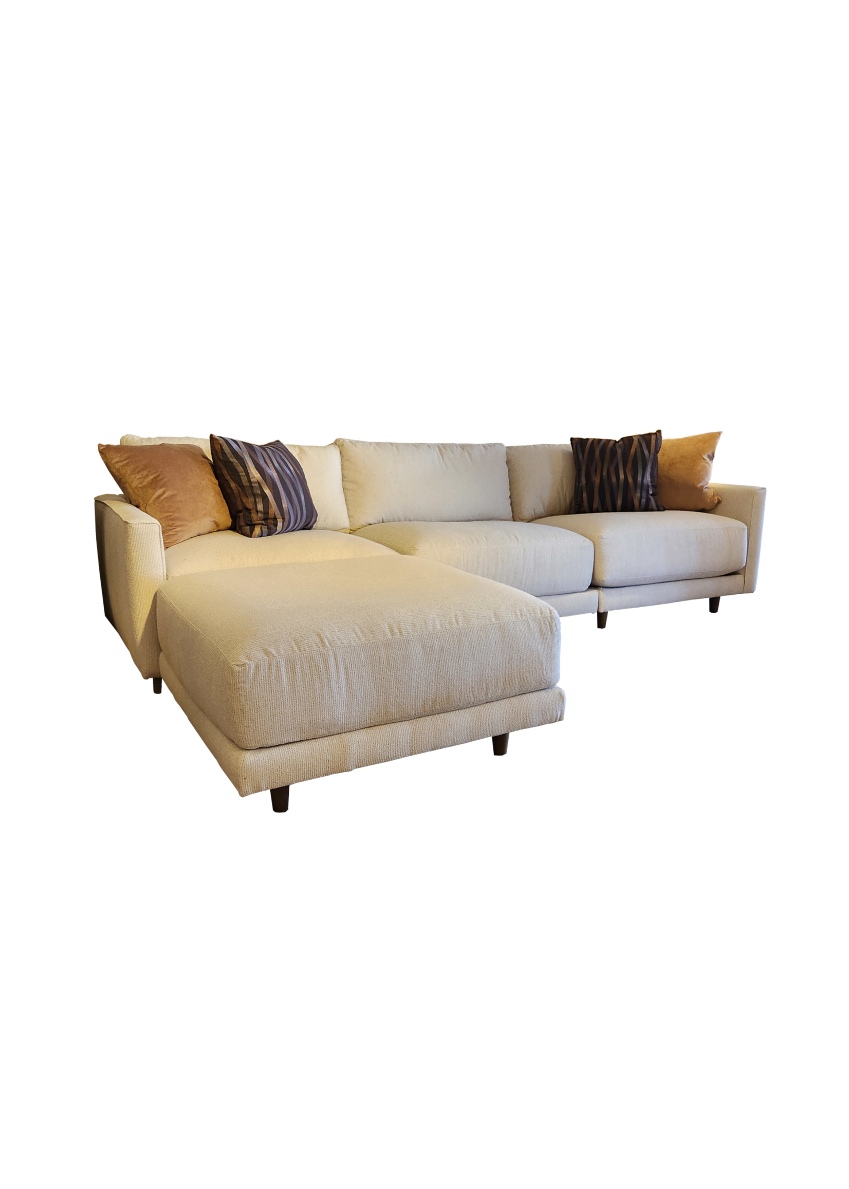 HOOKER FURNITURE CARMEL 4 PC SECTIONAL W/ BUMPER OTTOMAN