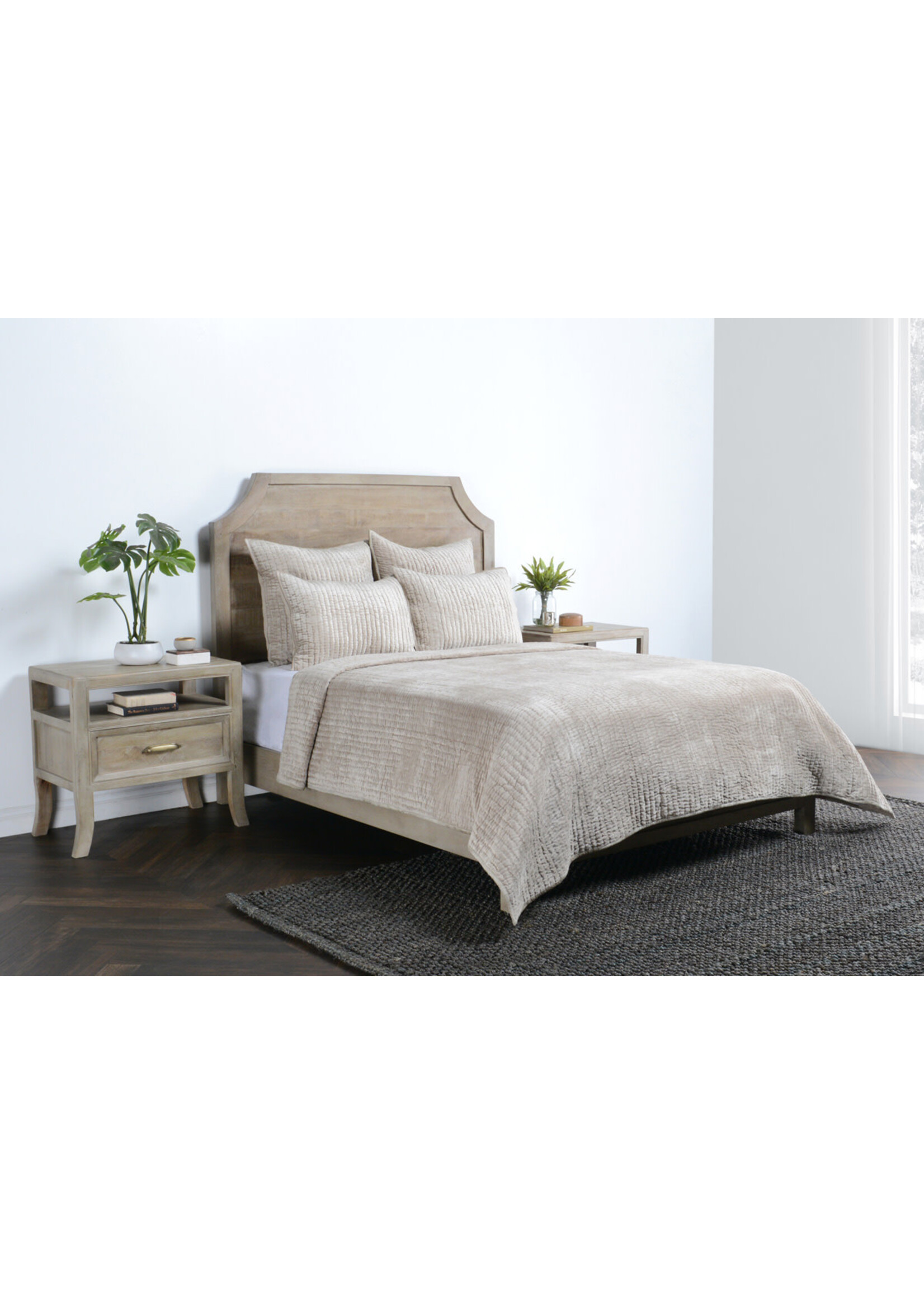 CLASSIC HOME BARI VELVET PEBBLE 3PC QUEEN QUILT SET