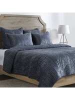 BARI VELVET SEA FOG 3PC QUEEN QUILT SET