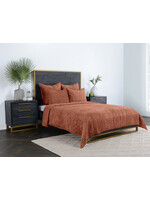 CLASSIC HOME BARI VELVET TERRA COTTA 3PC QUEEN QUILT SET