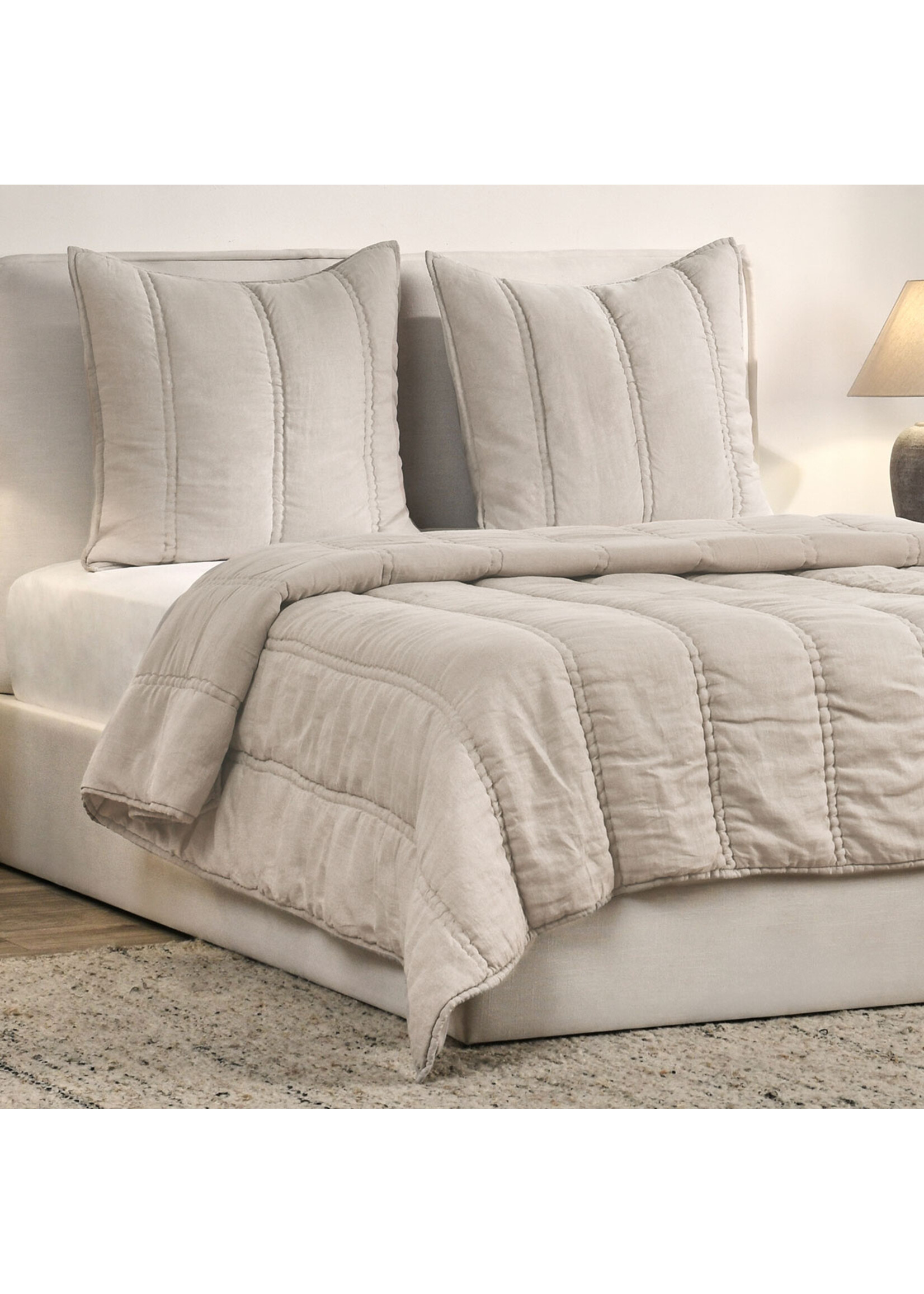 CLASSIC HOME ROWEN TAUPE 3 PC QUEEN QUILT SET
