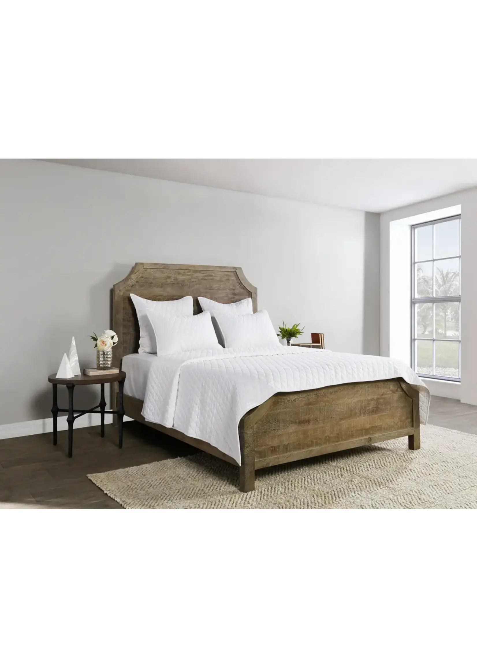 CLASSIC HOME VINTAGE LANA WHITE 3PC QUEEN QUILT SET