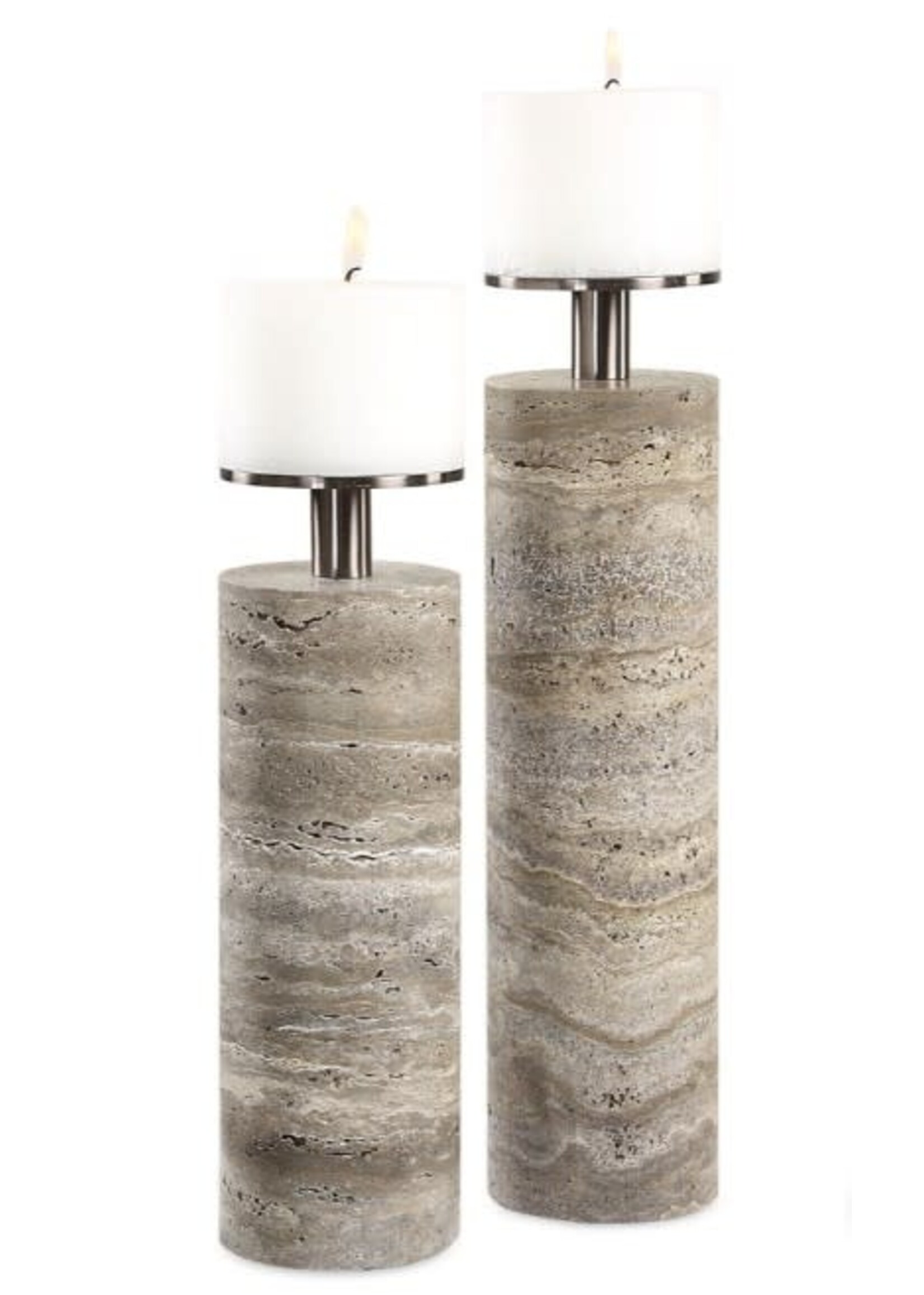 UTTERMOST SHADOWSTONE CANDLEHOLDERS S/2