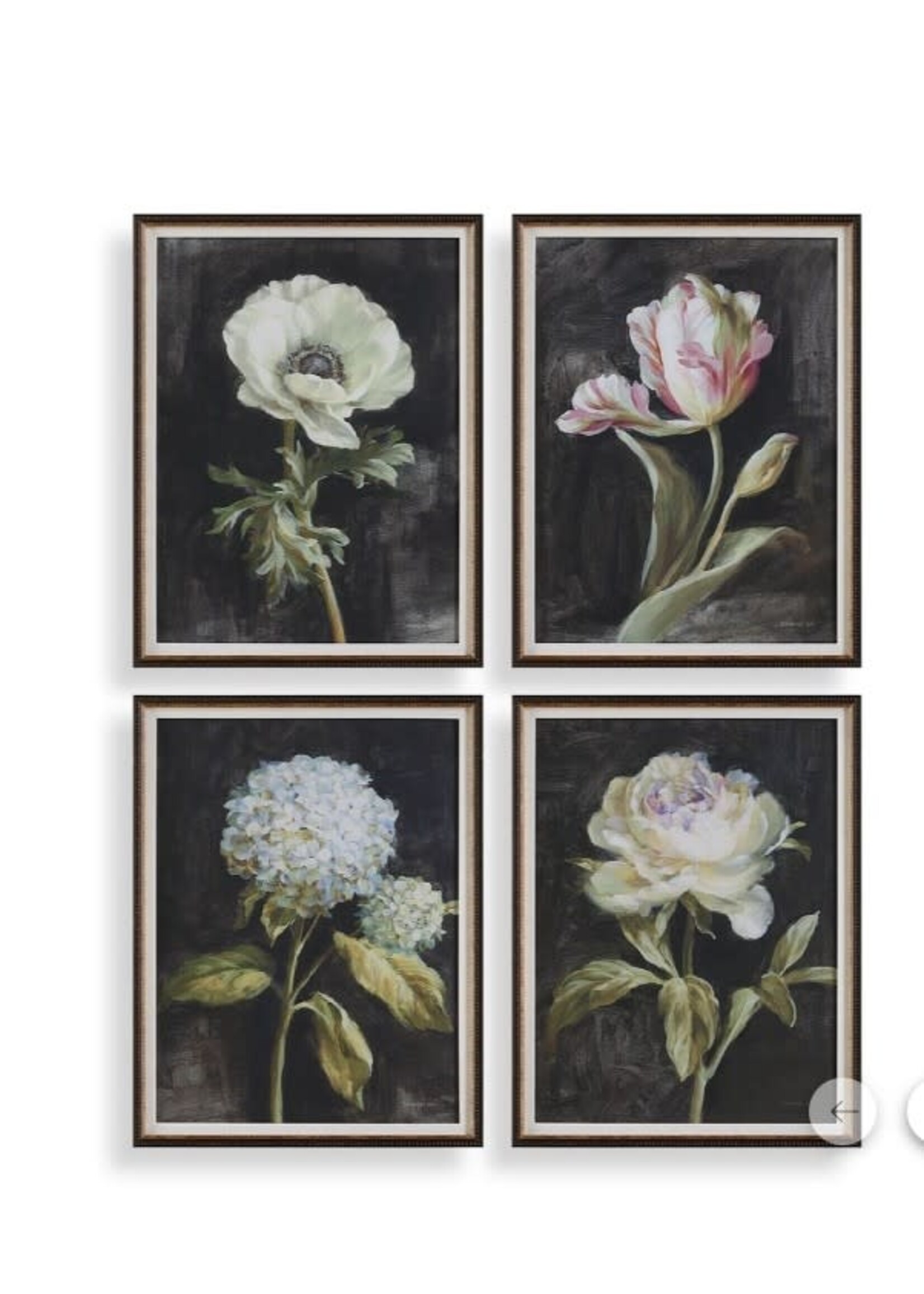 UTTERMOST FLORALS ON BLACK S/4