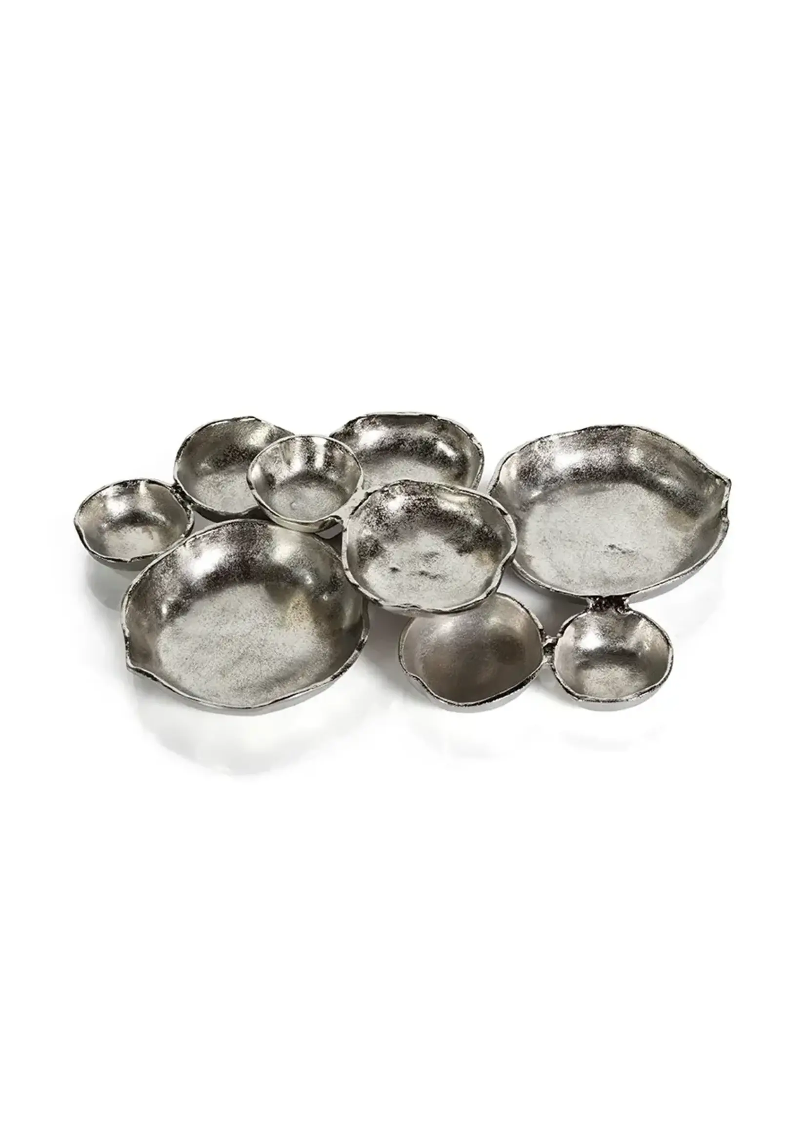ZODAX CLUSTER OF NINE ROUND SERVING BOWLS - LARGE - NICKEL