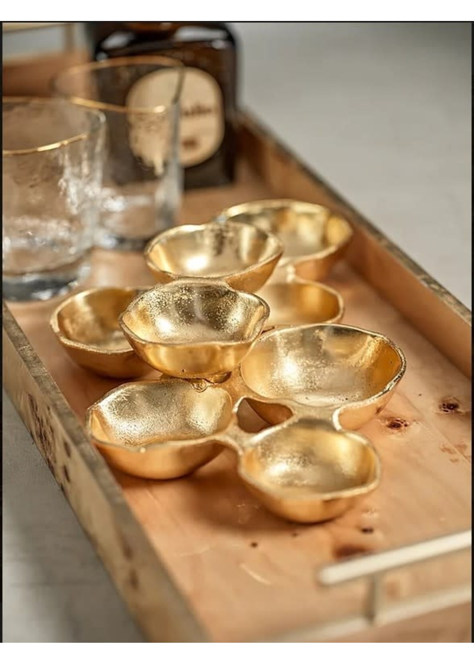 ZODAX CLUSTER OF NINE ROUND SERVING BOWLS- DK GOLD