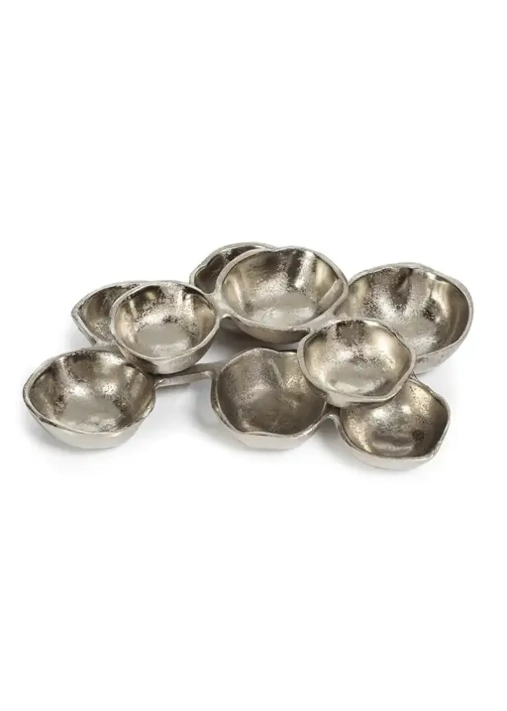 ZODAX SMALL CLUSTER OF NINE SERVING BOWLS - NICKEL
