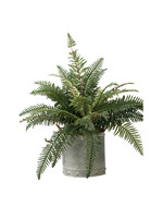 D & W SILKS RIVER FERN IN ROUND METAL PLANTER