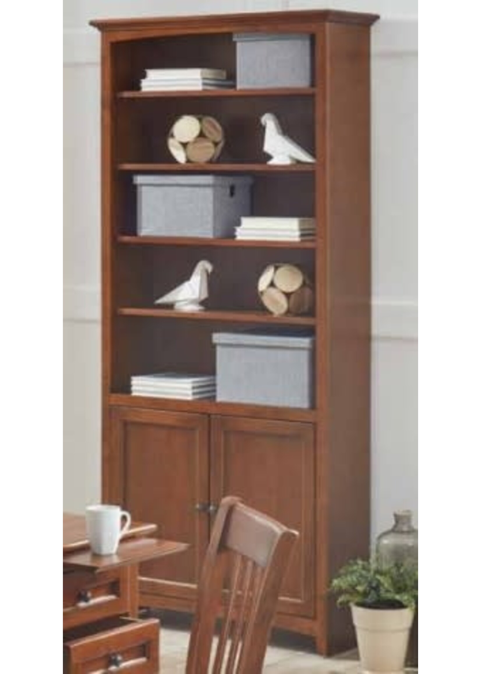 WHITTIER WOOD CUSTOM 4 PC CABINET/HUTCH W BOOKCASES