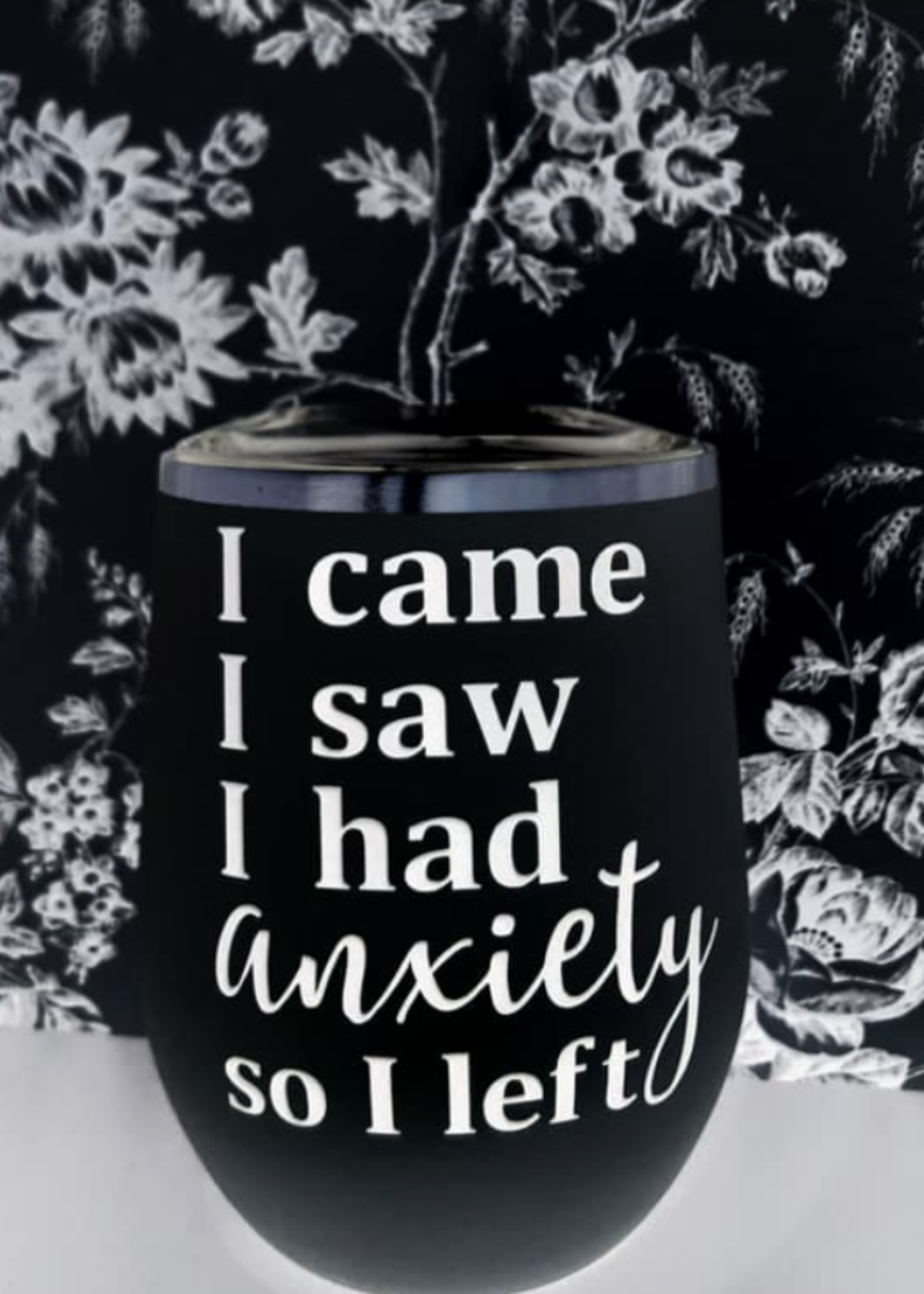 Jemdesigns Stemless Tumbler | Anxiety | Black