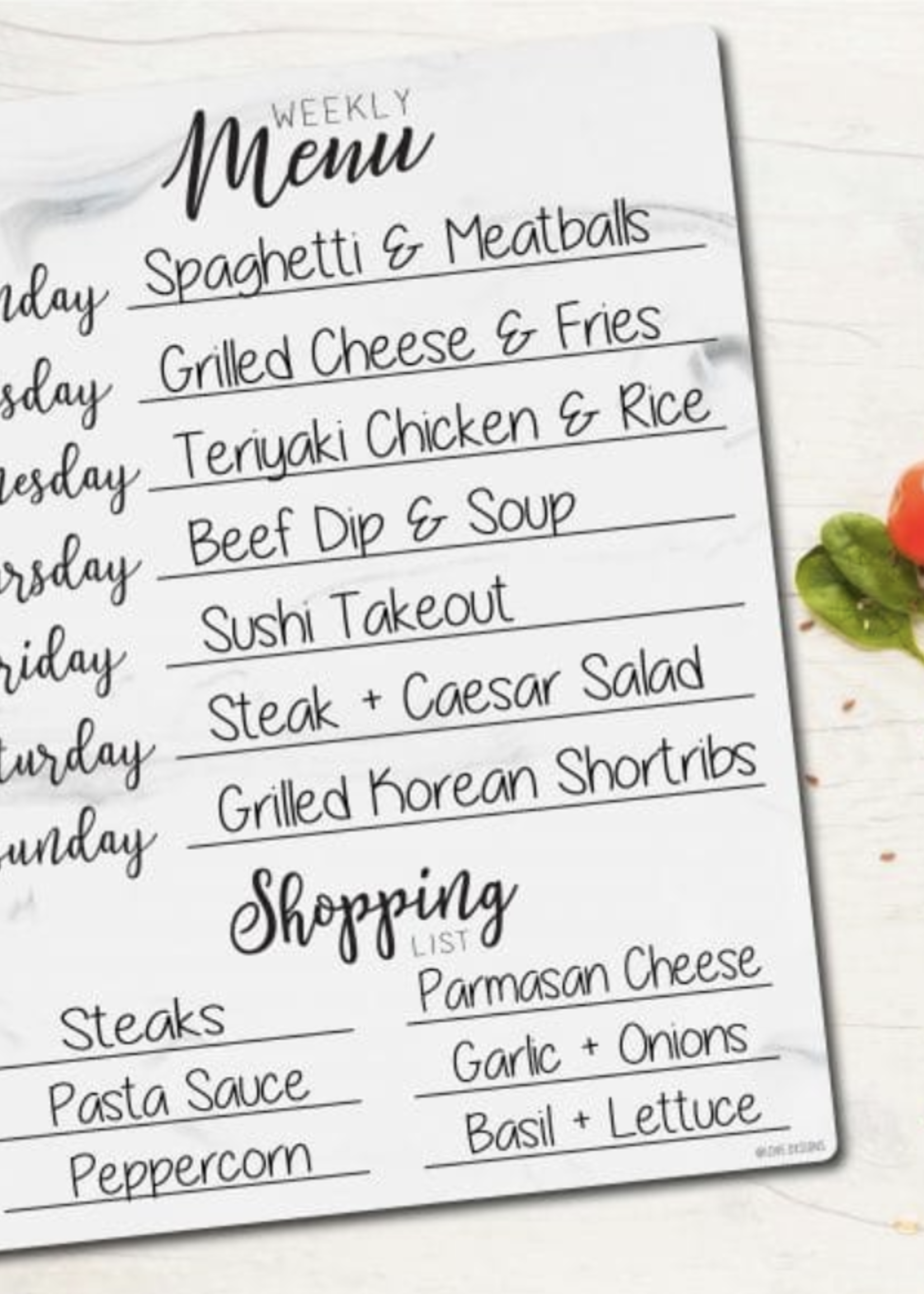 Love Designs Weekly Meal Planner | Whiteboard