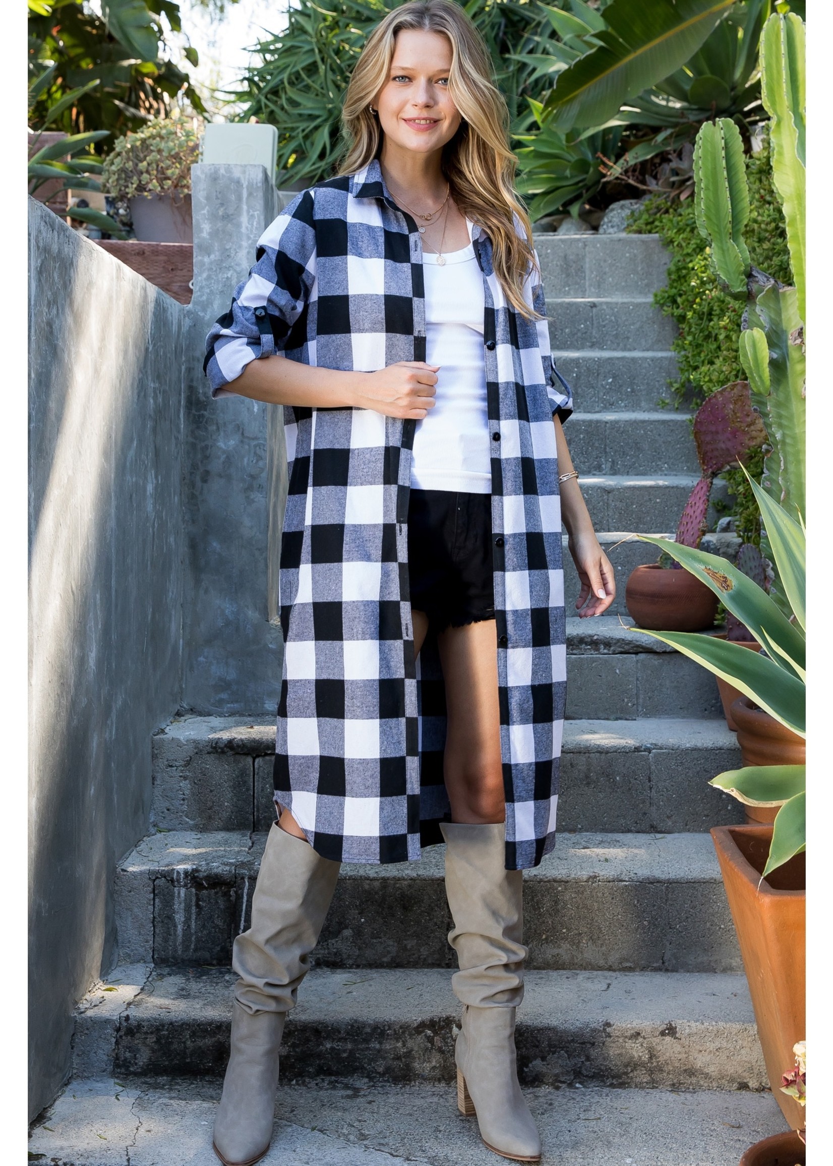 Midi Plaid Duster