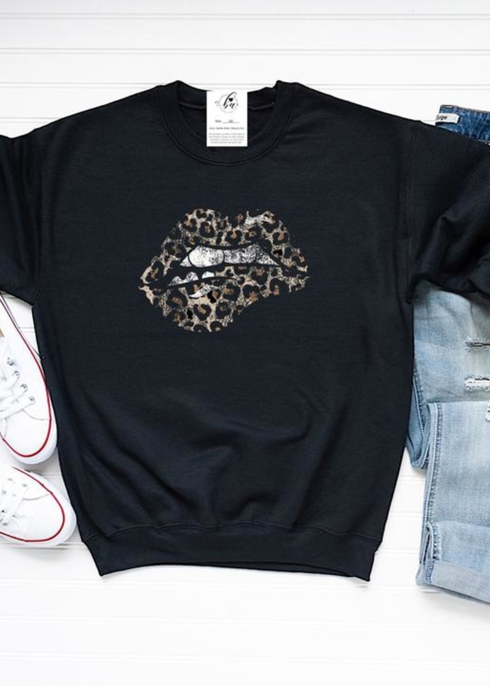 Blonde Ambition Vintage Leopard Lips Crewneck