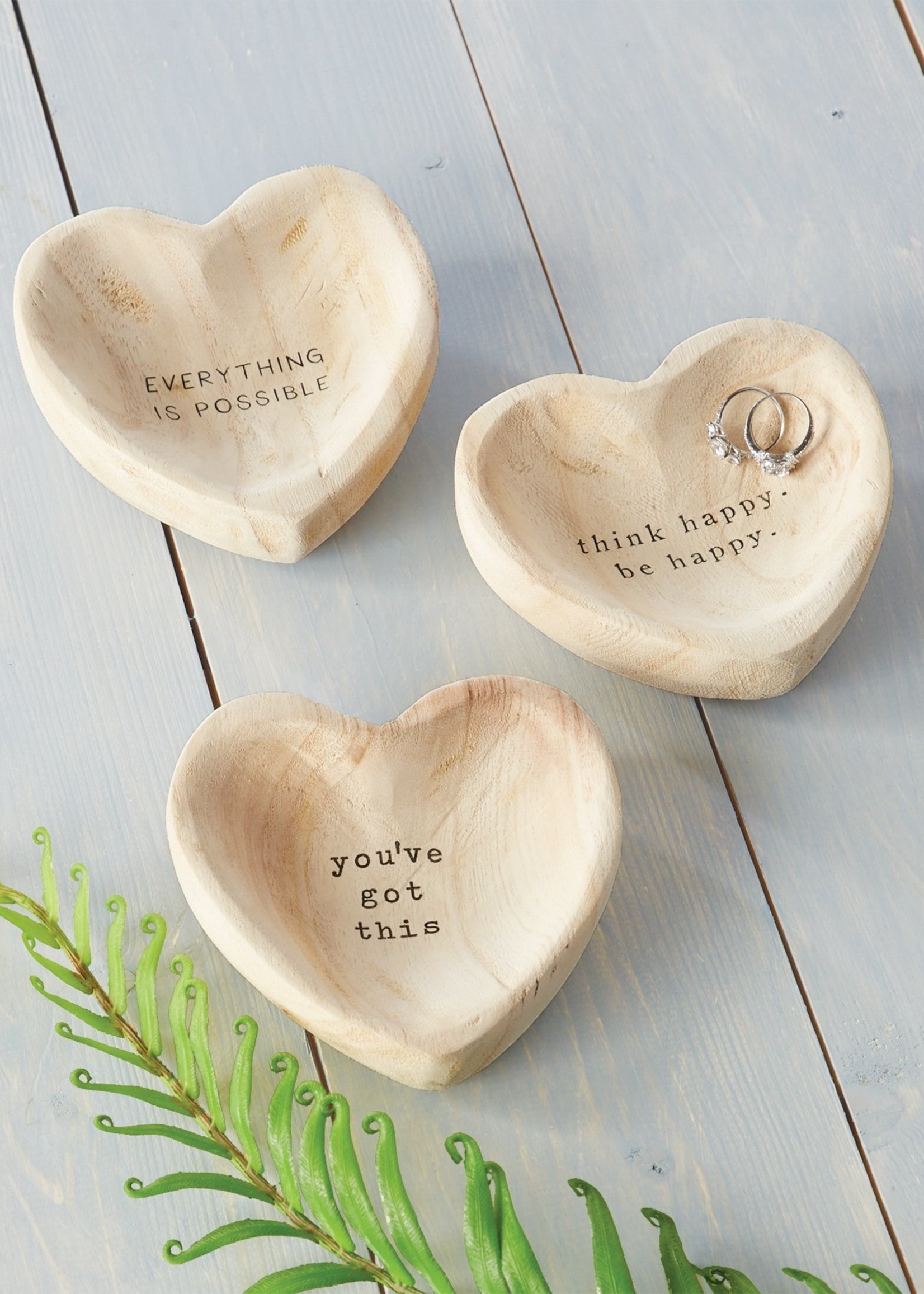 Mud Pie Wood Heart Trinket Tray