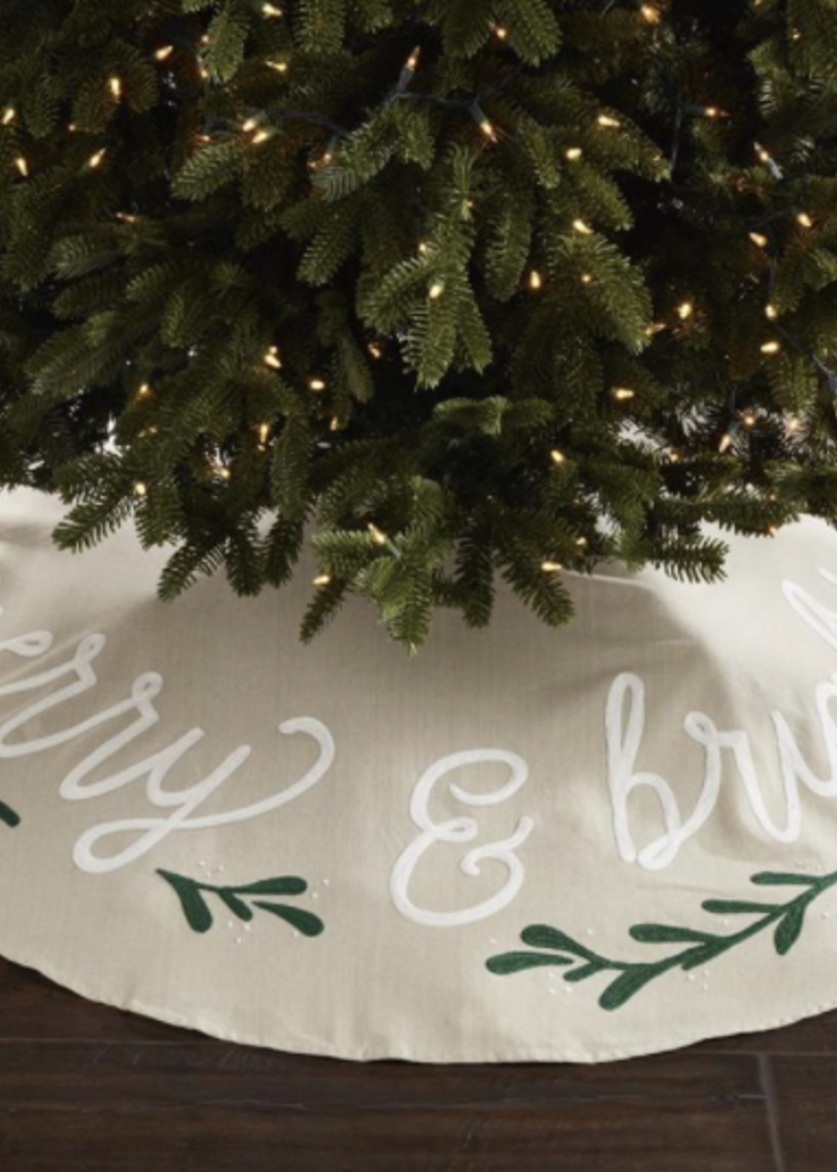 Mud Pie Merry & Bright Embroidered Tree Skirt