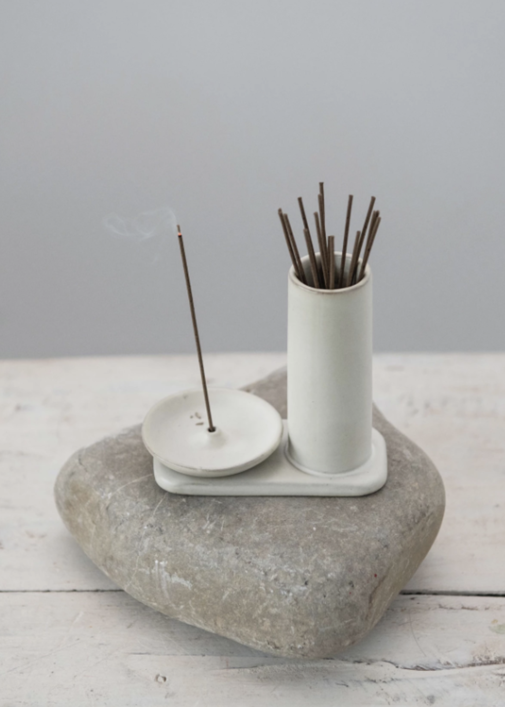 Creative Co-Op Stoneware Incense Dish & Holder