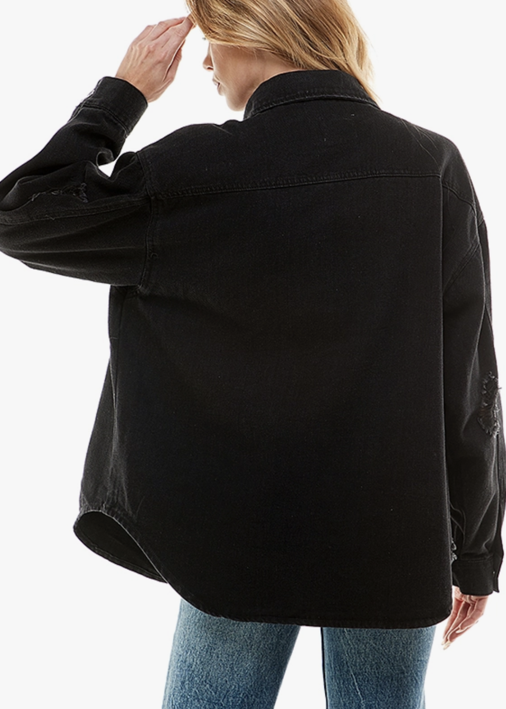 Veracci Haze Distressed Denim Jacket | Black