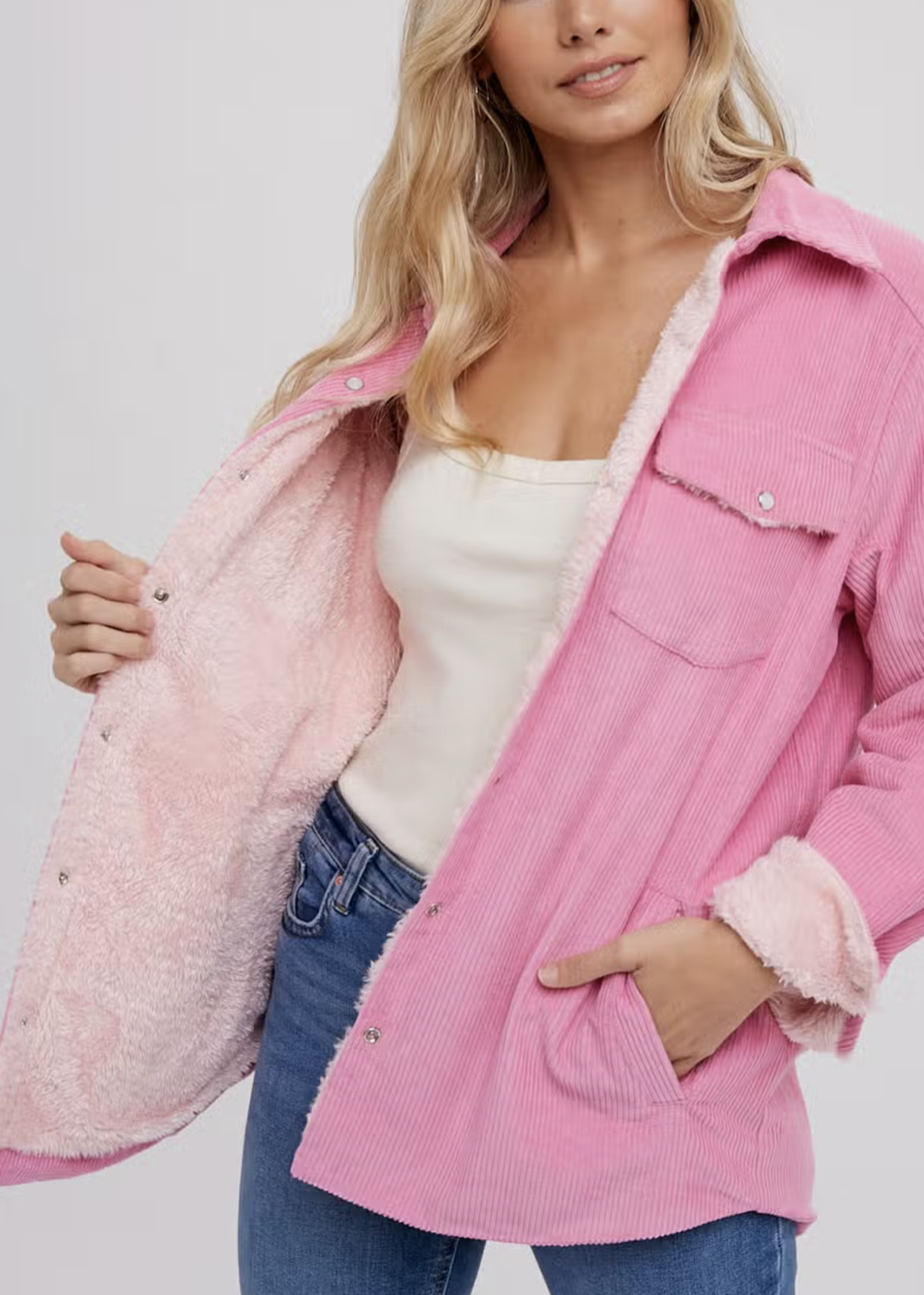 BIV Millie Corduroy Sherpa Lined Jacket 2 Colours