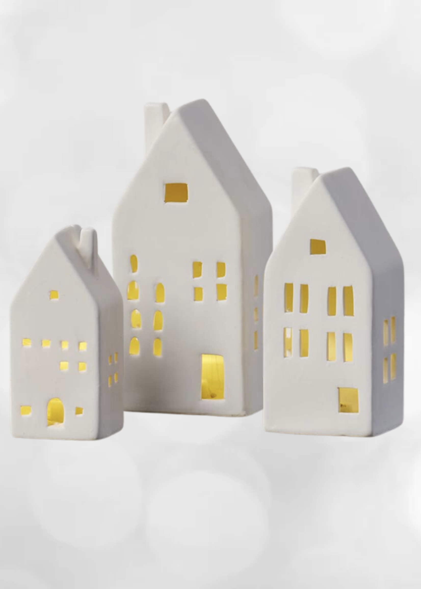NSH Bisque Ceramic LED House | White