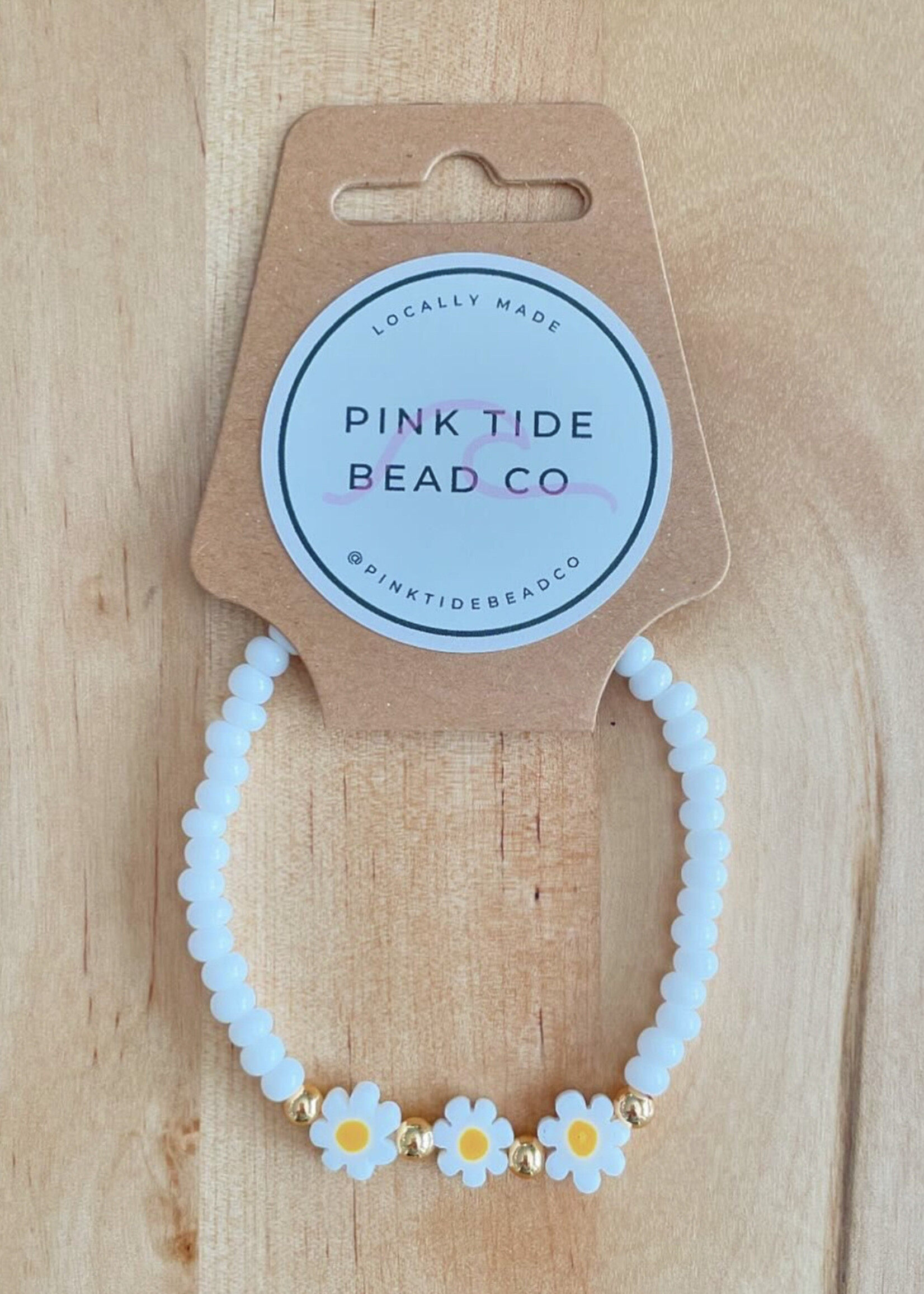 Pink Tide Bead Co Daisy Beaded Bracelet | White