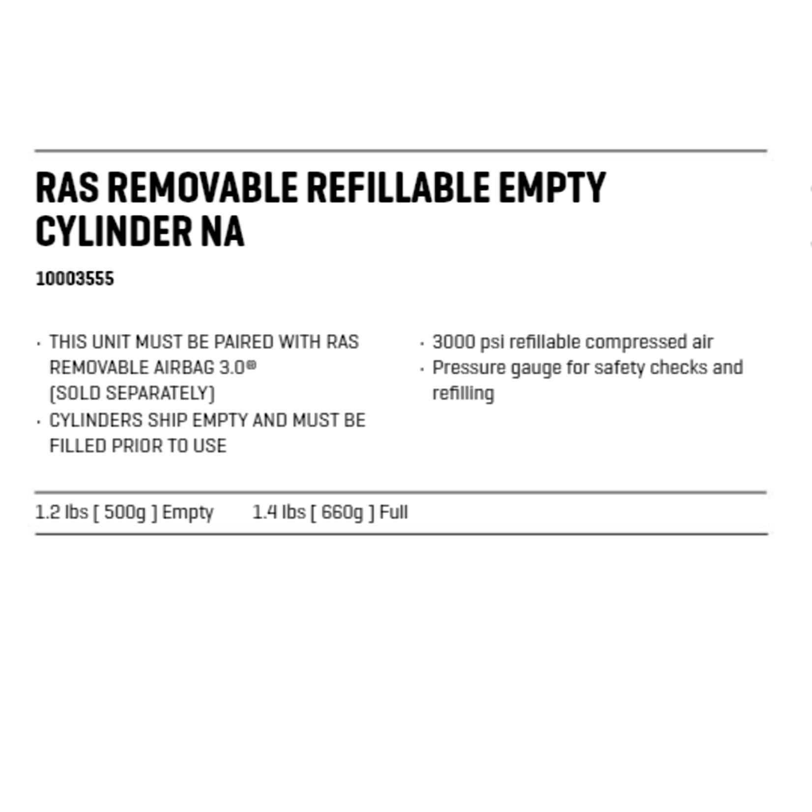 Dakine RAS REFILL EMPTY CYLINDER Aluminum