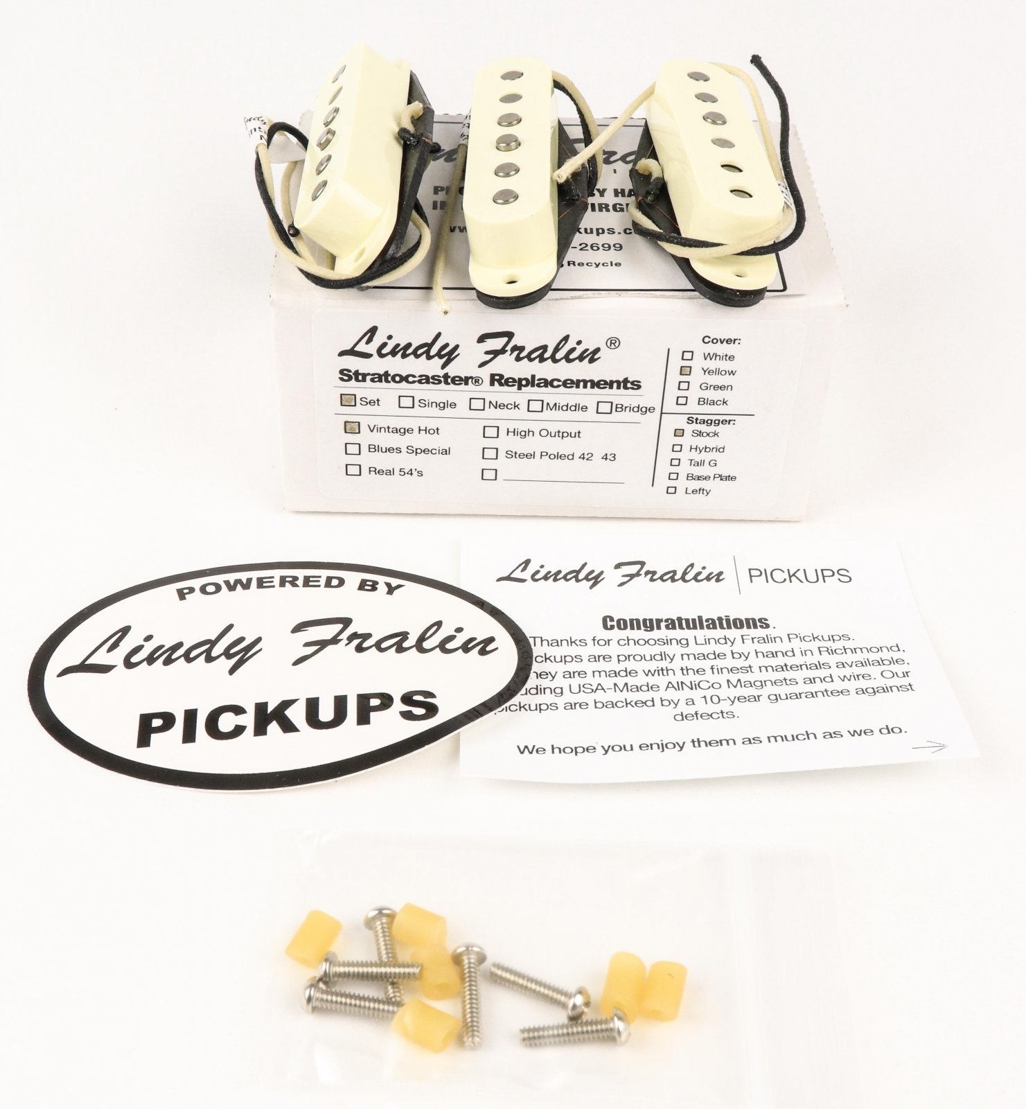 Lindy Fralin Vintage Hot Strat Set - Yellow Covers