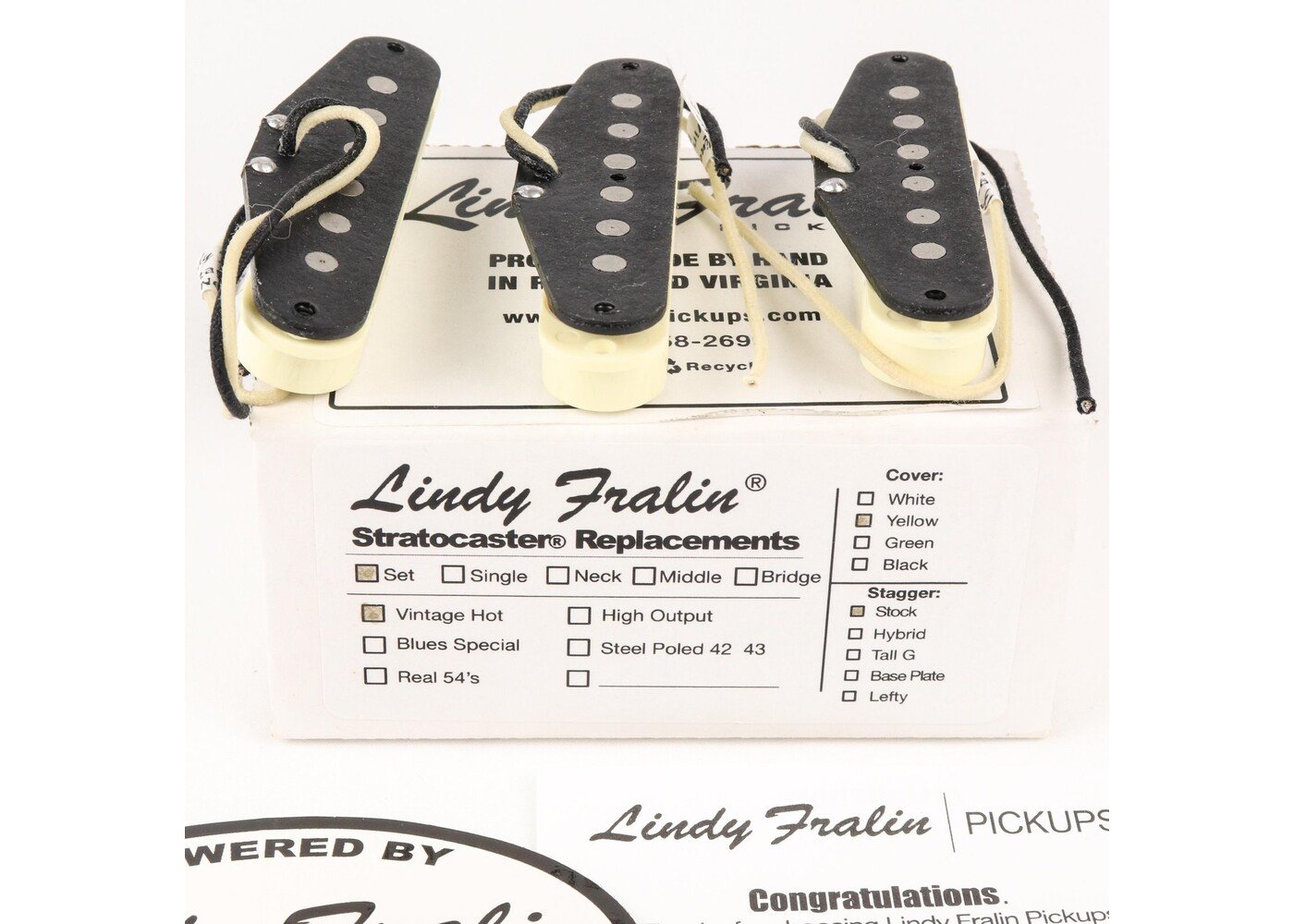 Lindy Fralin Lindy Fralin Vintage Hot Strat Set - Yellow Covers