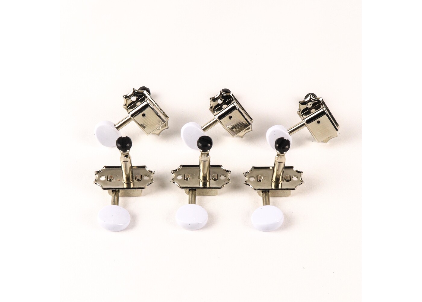 HC Kluson Style Locking Tuners Polished w/ White Knobs