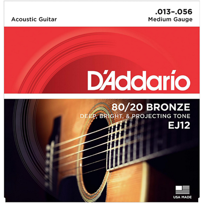 D'Addario D'Addario EJ12 80/20 Bronze Acoustic Guitar Strings Medium 13-56