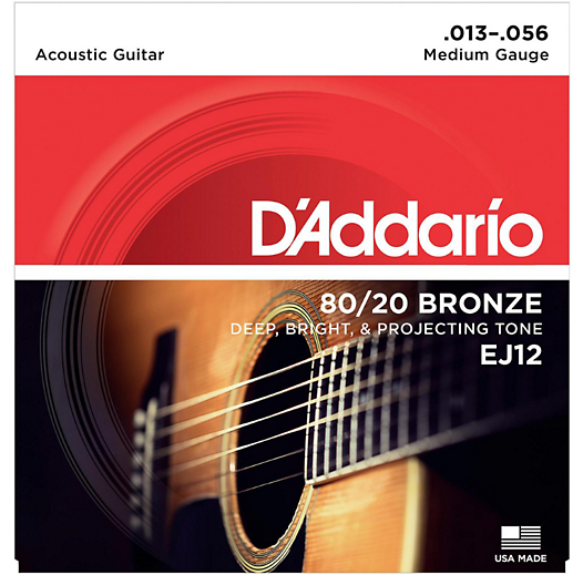 D'Addario D'Addario EJ12 80/20 Bronze Acoustic Guitar Strings Medium 13-56